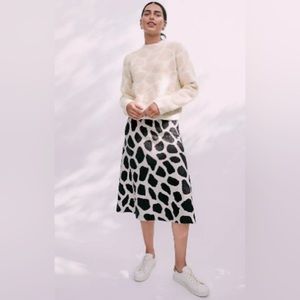 Ann Taylor | Black & White Giraffe Sweater Knit Jacquard MIDI Skirt| Sz XL